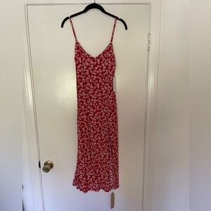 Reformation Red Floral Midi Slip Dress